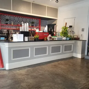 he counter and bar area