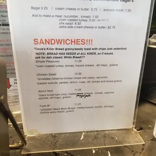  menu for bagels