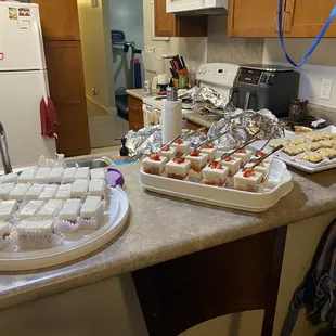 Strawberry shortcake, Chantilly brownies and sweat potato haupia cheesecake bites.