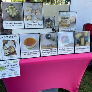 a display of a variety of baked goods