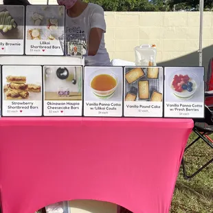 a table with a variety of desserts