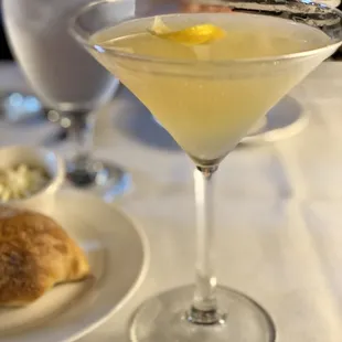 Cocktails to order - this is a French 75 with Cognac in lieu of gin.