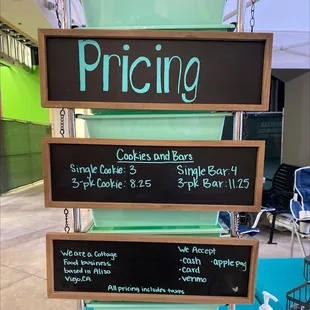 pricing and price signs