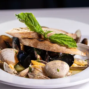 sautéed mussels and clams