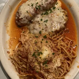 Chicken Parmesan with pasta