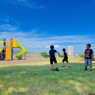 New playground bright colorful and toddler friendly.