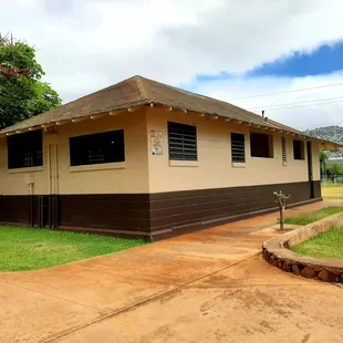 The Restroom........don't come here at night, as I see some unsavory folks hanging around the restroom area.