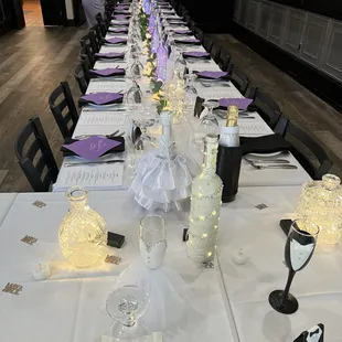 a long table set for dinner