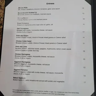 Lunch menu