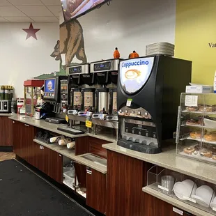 coffee and donuts in a coffee shop