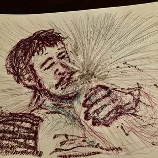 Drawing Alex Jacobsen at a sound performance