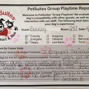 Our dog's report card. He got a report card!