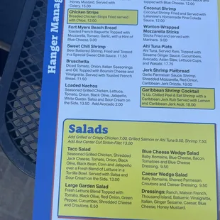 Menu - apps and salads