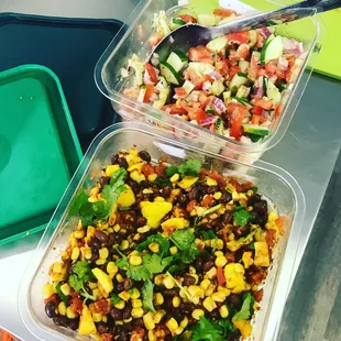 Black Bean Mango Salsa and Greek Salsa
