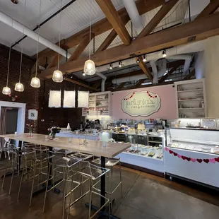 the interior of a bakery