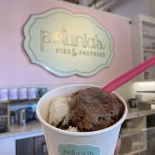 Salted Caramel Cookie Bar &amp; Double Chocolate vegan ice cream