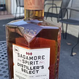 a bottle of liquor on a table