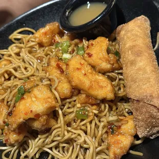 Chang's Spicy Chicken (lunch) with Signature Lo Mein and spring roll