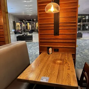 a table and chairs in a restaurant