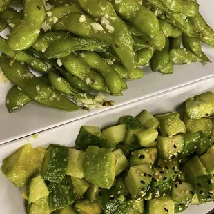 Garlic Edamame and Cucumber Avocado Salad
