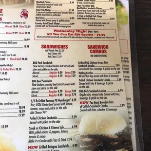 sushi and sashimi, menu