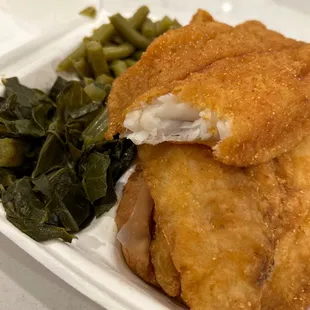 Whiting on top (we already ate the other two ) and catfish on the bottom.