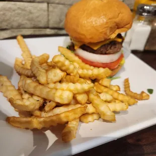 a burger and french fries