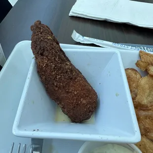 Fish and Chips- Notice the grease on the bottom of the bowl?