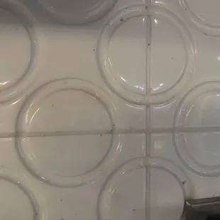 Crusted up old food all over the walls, guess they don't wipe up.