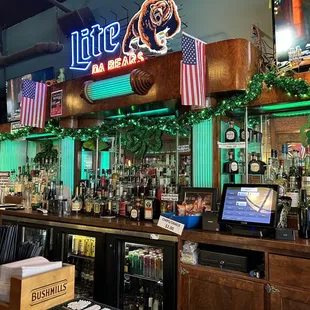 Bar area decorated for St Pattys day