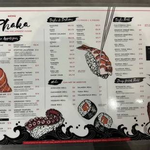 Sushi menu