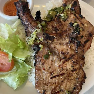 Pork chop rice platter