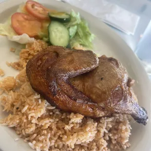 Com Ga xoi mo - marinated deep fried Cornish hen with rice