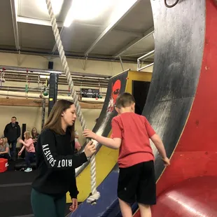 Team members helped the children with the courses and demos