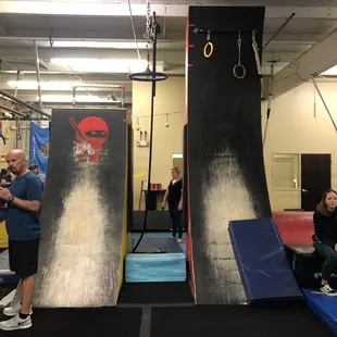 Two ninja warrior climbing walls!
