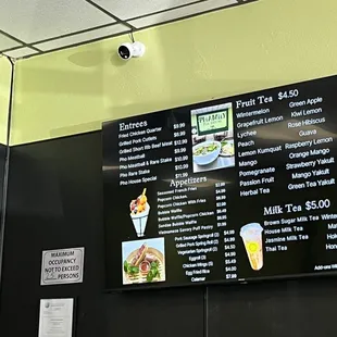 Food and drink menu.