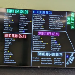 Menu as of 07/2023