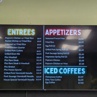 menu and prices