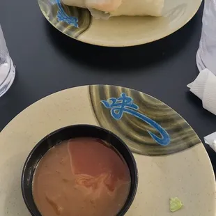 Half of one shrimp in the spring/summer roll smh