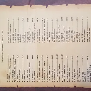 menu