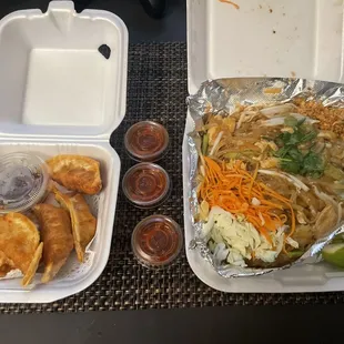 Shrimp and Chicken Pad Thai and 6-Piece Gyoza