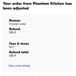 Refund for incorrect order