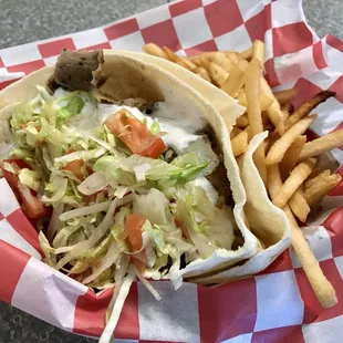 a taco and french fries