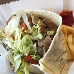 Decent meat, terrible pita, not enough sauce. 2/5