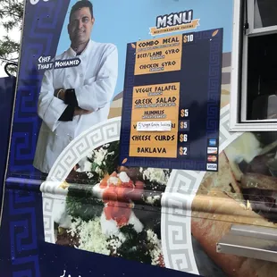 the menu on the side of a food truck