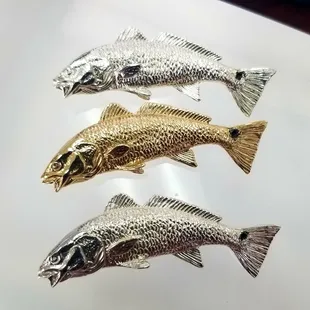 Custom Design Red Fish Pendant, Gold or Silver