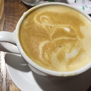 a cup of coffee on a saucer