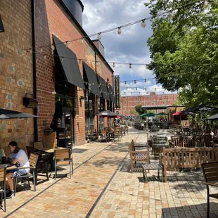 people sitting outside a restaurant