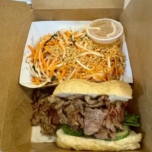 Lemongrass Pork Banh Mi, Green Papaya Salad lunch special