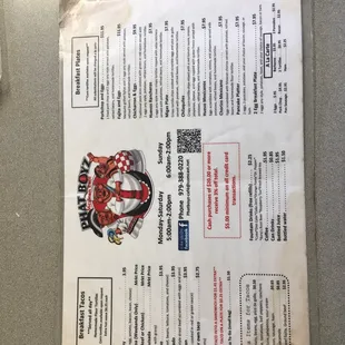 menu